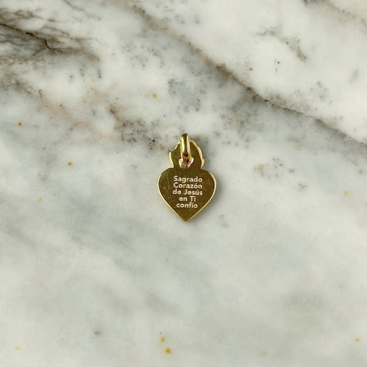 Dije Detente del Sagrado Corazón de Jesús en plata con baño de oro