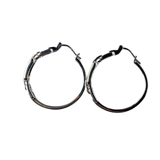 Argollas de plata en forma de cadena con eslabón de diamantes 0.20ctw