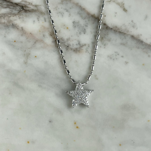 Collar en plata con dije de estrella con diamantes 0.25ctw