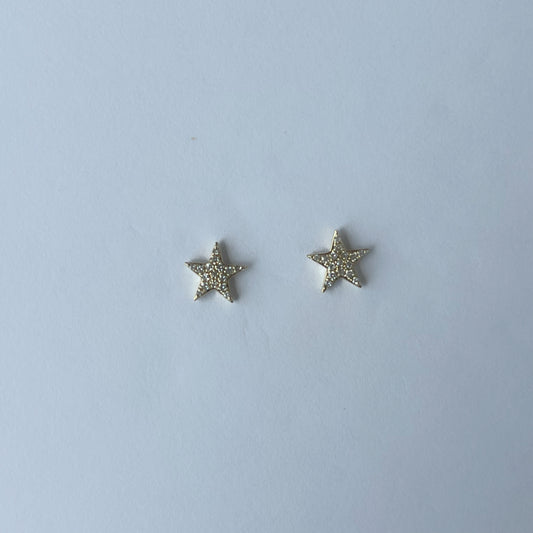 Aretes en oro amarillo 10k de estrellas de diamantes 0.10ctw con tope rosca