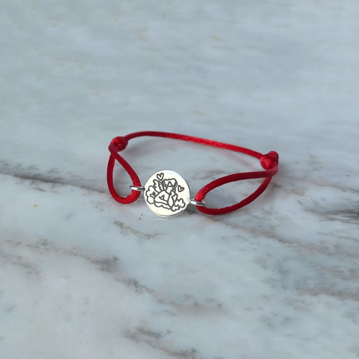 Pulsera de cordón con medalla del ángel de la guarda en plata