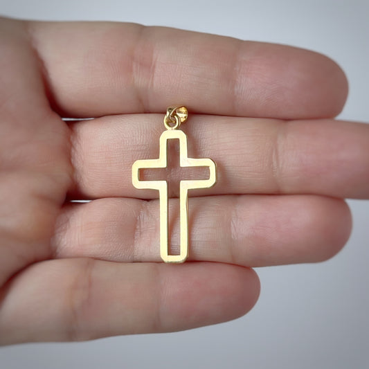 Dije con cruz de oro 18k mediana con puntas redondeadas