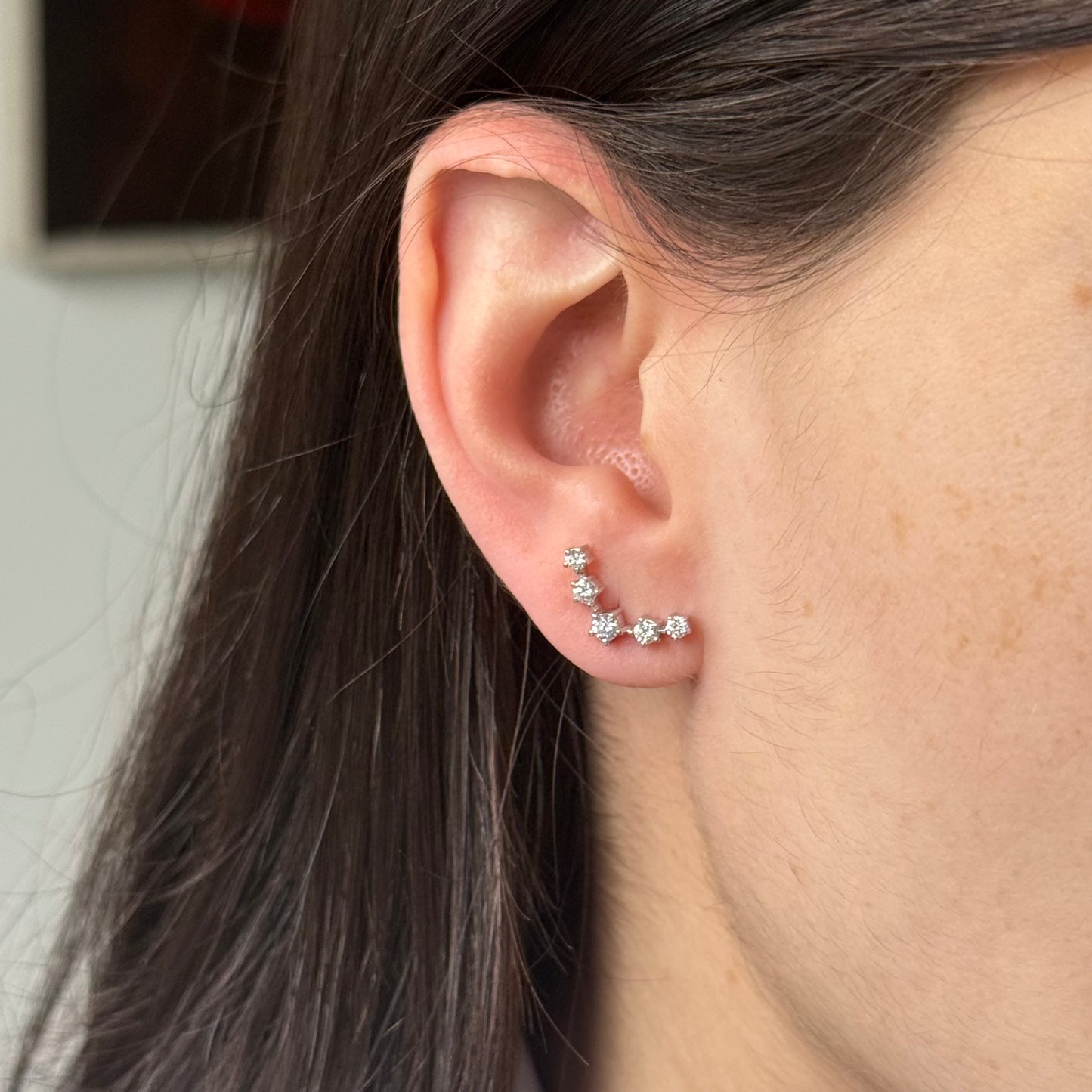 Aretes de plata de curvas de diamantes de laboratorio 0.52ct