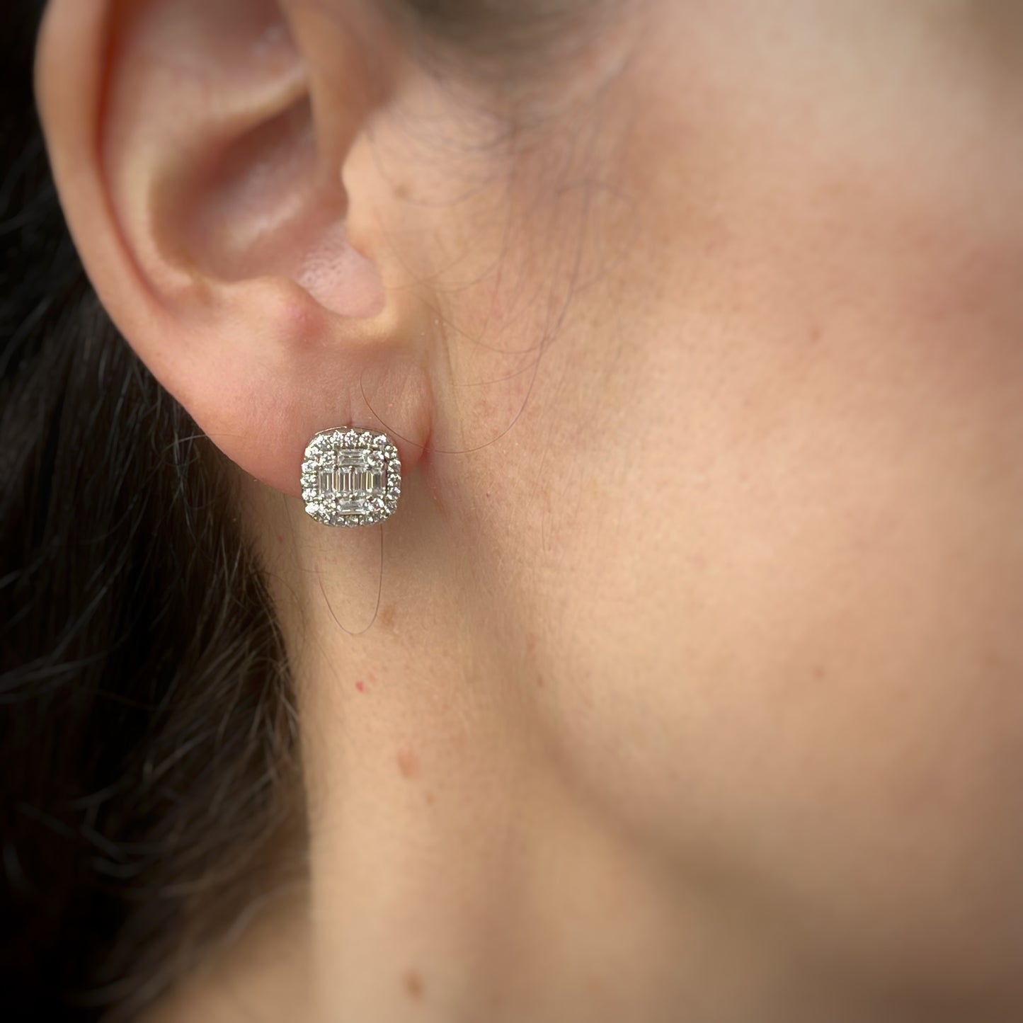 Aretes Anna baguettes de plata en baño de platino