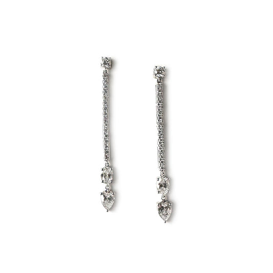 Aretes de oro blanco 14K largos de diamantes de laboratorio 1.25ctw