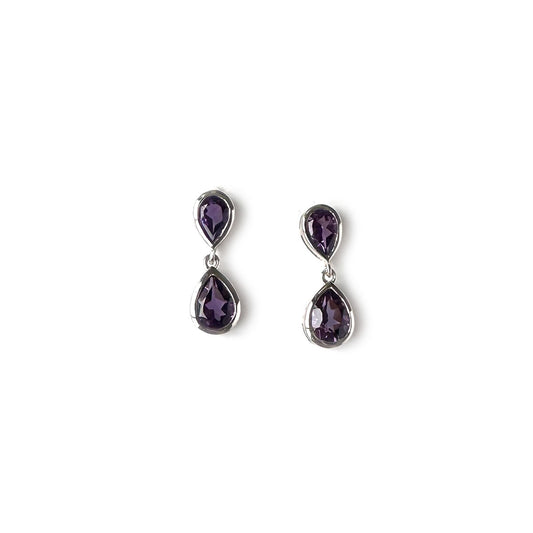 Aretes de plata doble gota de amatista