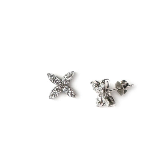 Aretes de flor de plata con diamantes de laboratorio 0.52ctw
