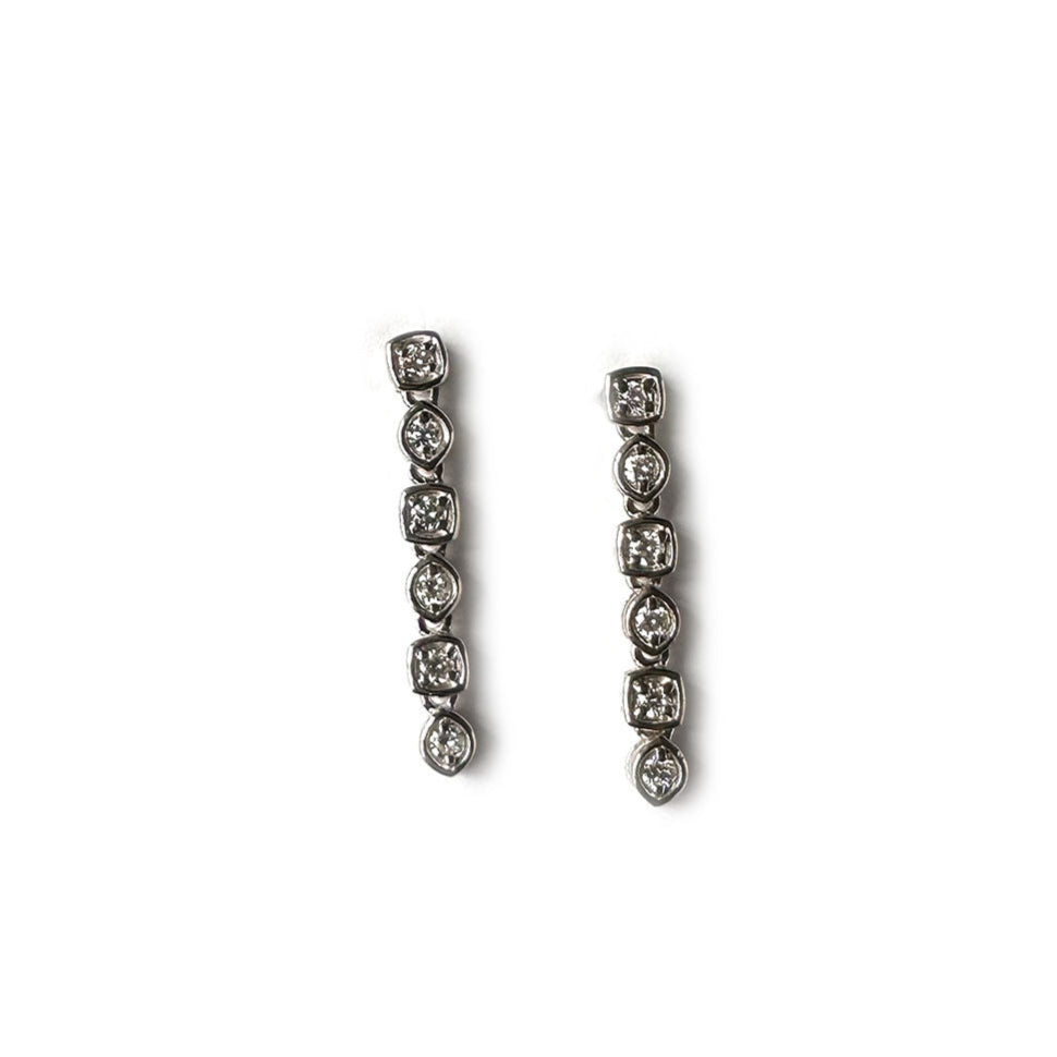 Aretes de plata largos con diamantes de laboratorio 0.50ctw y bases de distintas formas