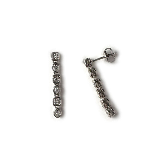 Aretes de plata largos con diamantes de laboratorio 0.50ctw y bases de distintas formas