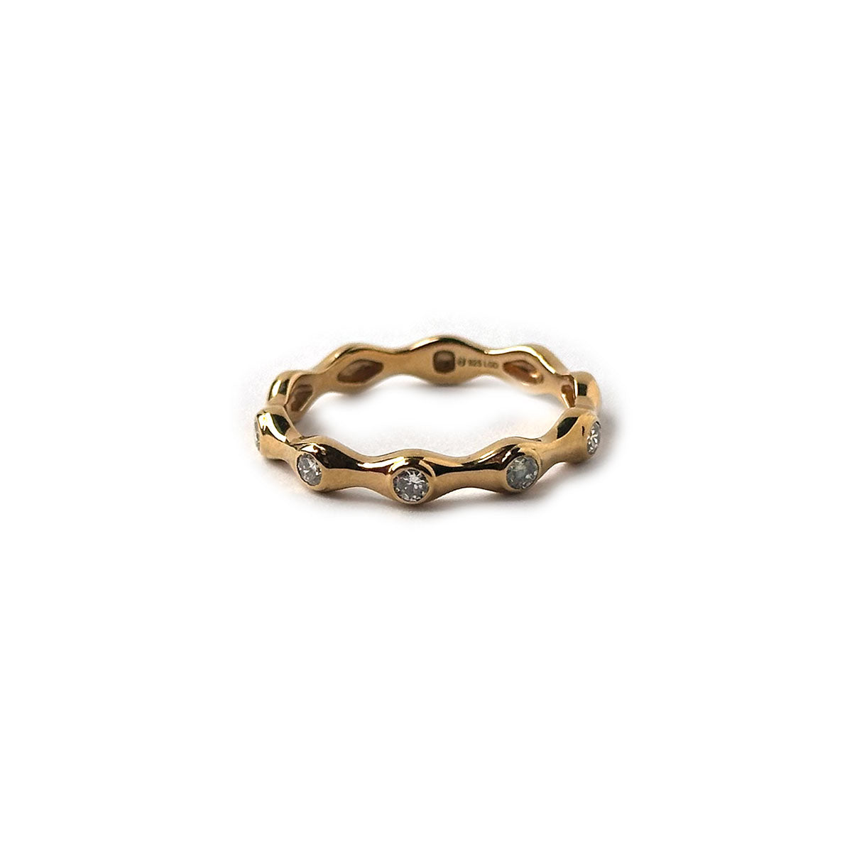 Anillo de plata con baño de oro y diamantes de laboratorio 0.24ctw