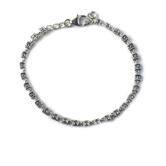 Pulsera de tanzanitas redondas en plata