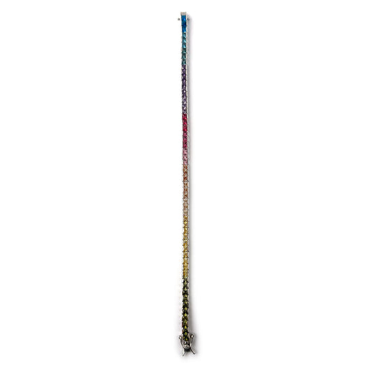 Pulsera de plata con gemas multicolores de laboratorio en tonos arcoiris