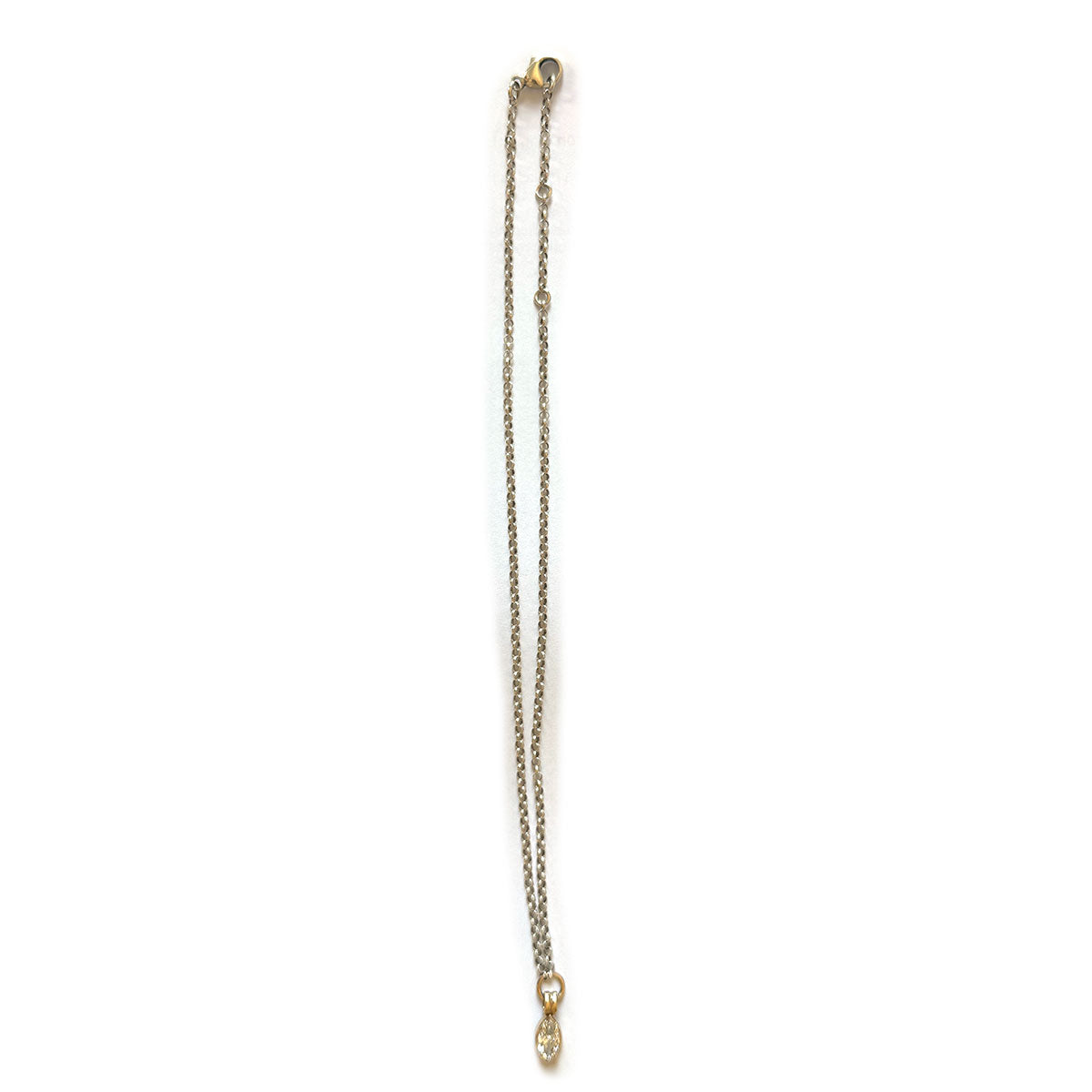 Collar con colgante de oro amarillo 14k y diamante de laboratorio marquesa 1ct con cadena de plata
