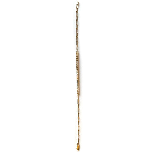Pulsera de oro amarillo 14k paperclip con diamantes 0.75ctw