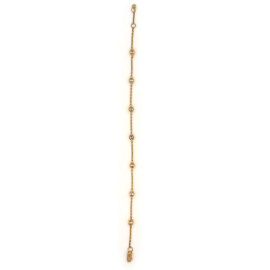 Pulsera de plata en baño de oro amarillo con diamantes ovalados de laboratorio 0.50ctw