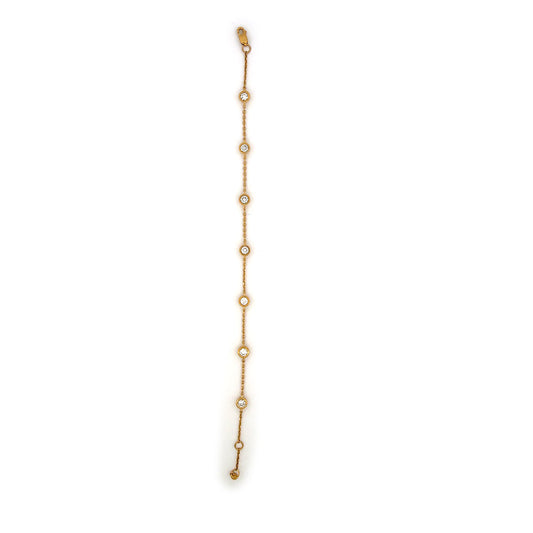Pulsera de plata en baño de oro amarillo con diamantes redondos de laboratorio 1ctw