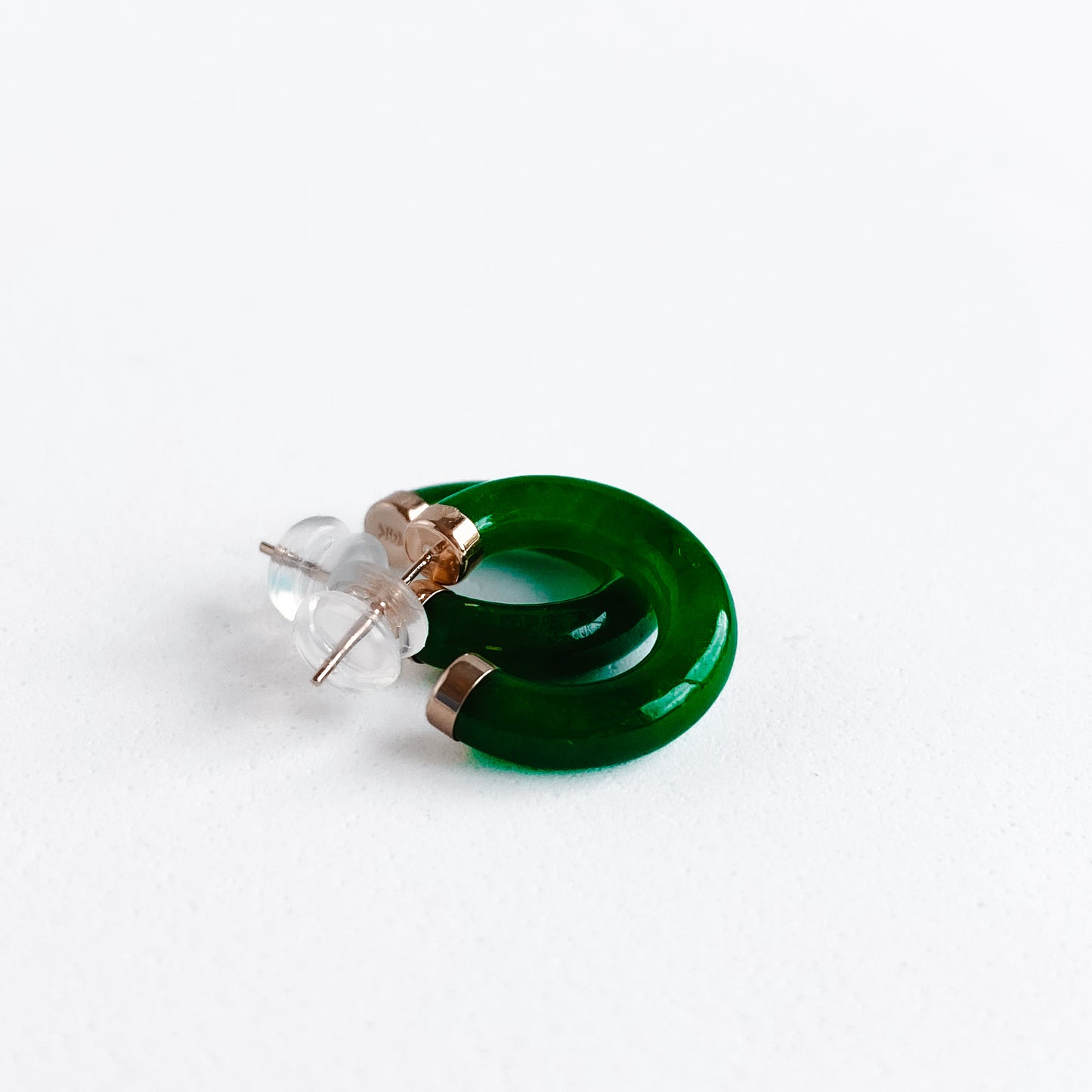 Argollas de jade y oro amarillo 14k