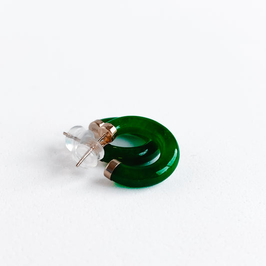 Argollas de jade y oro amarillo 14k