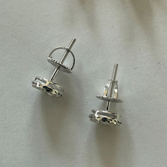 Aretes en oro blanco 14K redondos de diamantes 0.35ctw con tope rosca