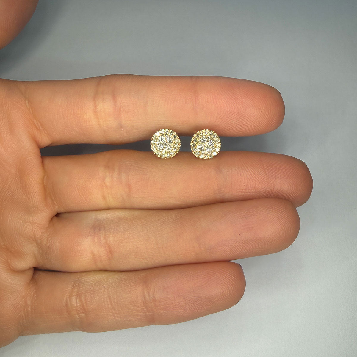 Aretes en oro amarillo 14K redondos de diamantes 0.35ctw con tope rosca