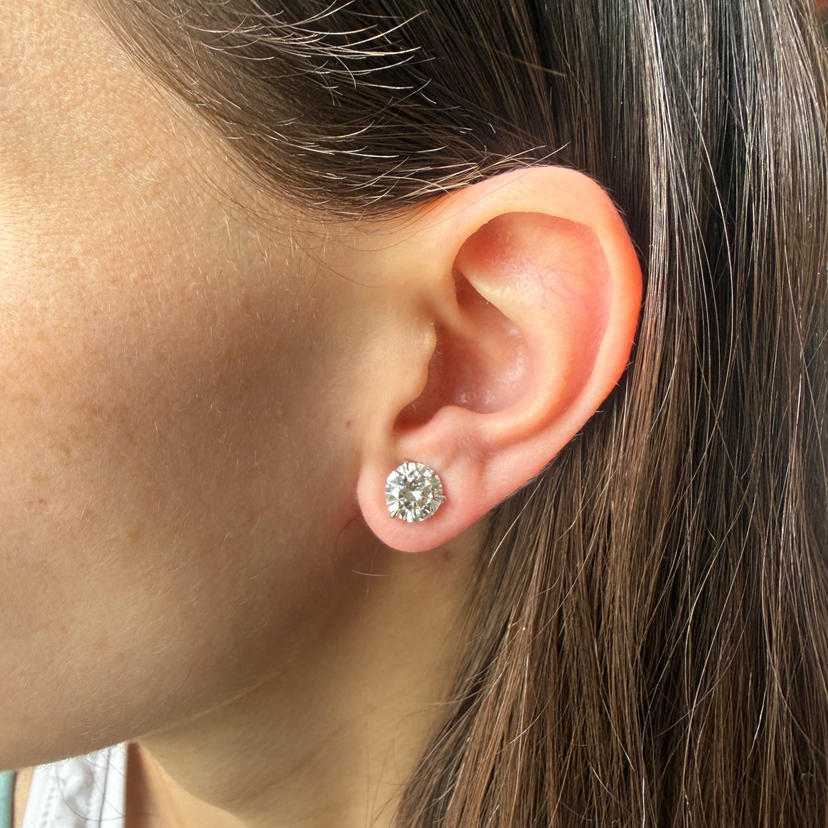 Aretes en oro blanco 14K studs de diamantes redondos de laboratorio 4.15ctw
