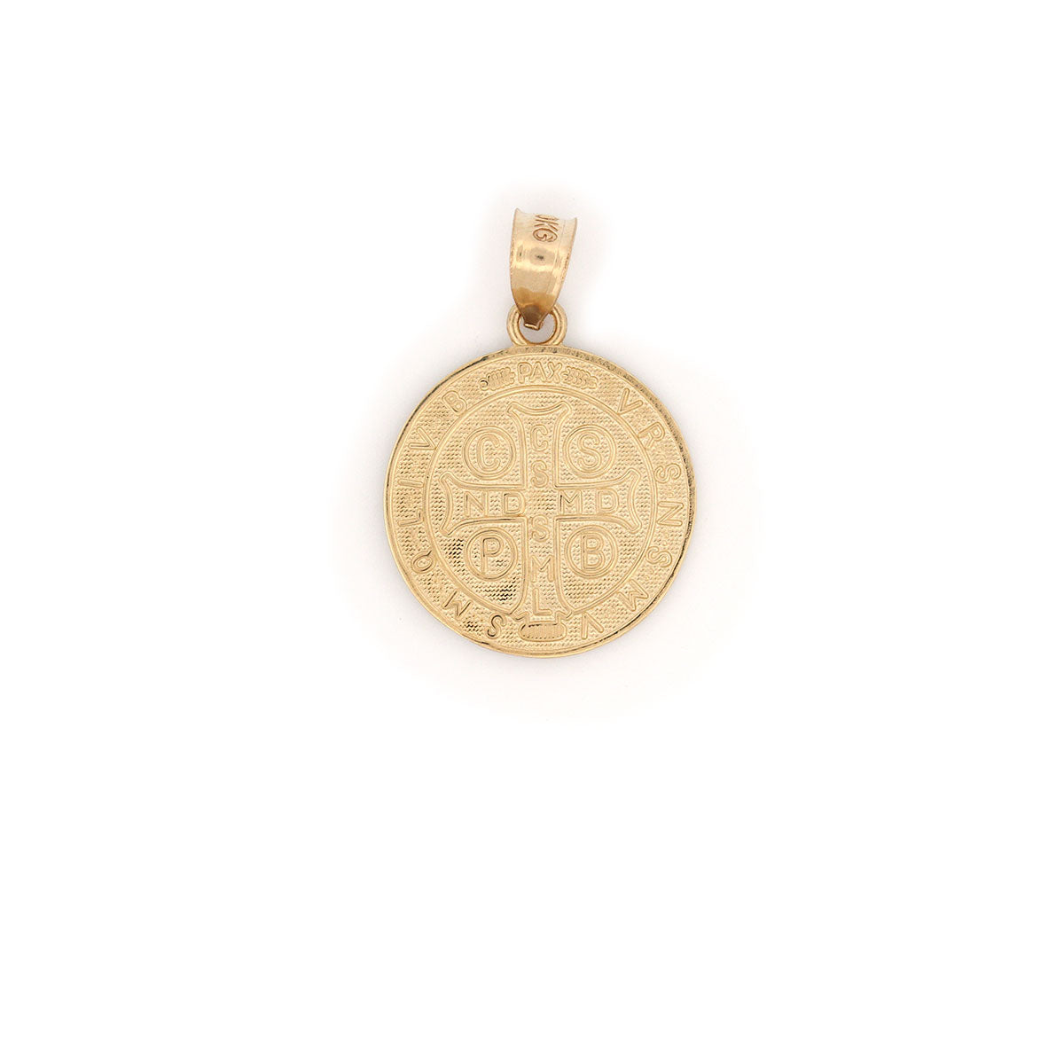 Medalla de San Benito en oro amarillo y blanco 10K