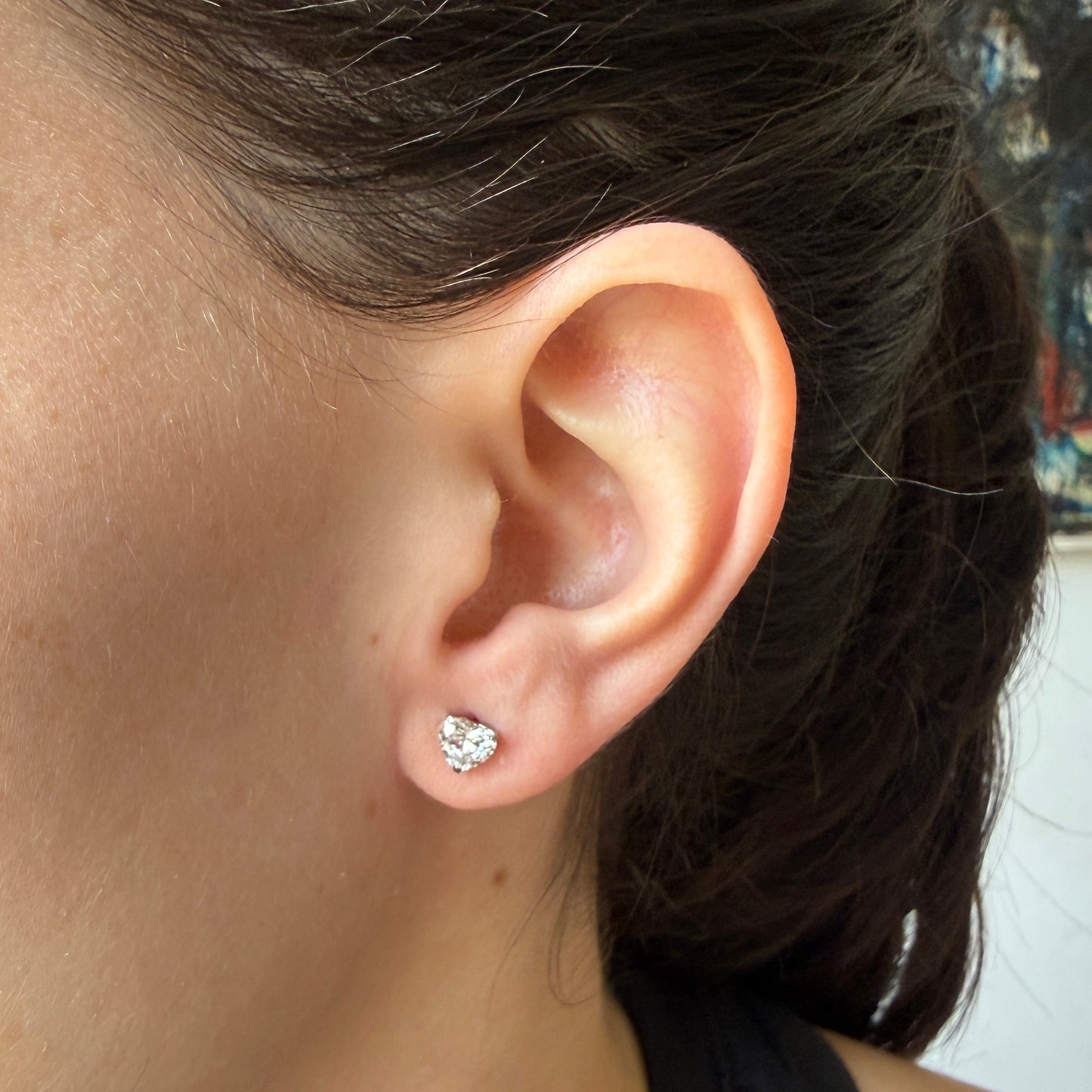 Aretes en platino studs de diamante de laboratorio corazón 1ctw