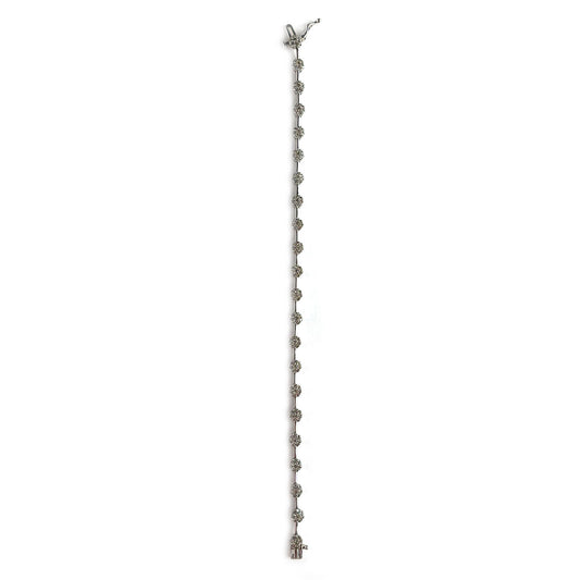 Pulsera en oro blanco 10K con 2ctw de diamantes con florcitas