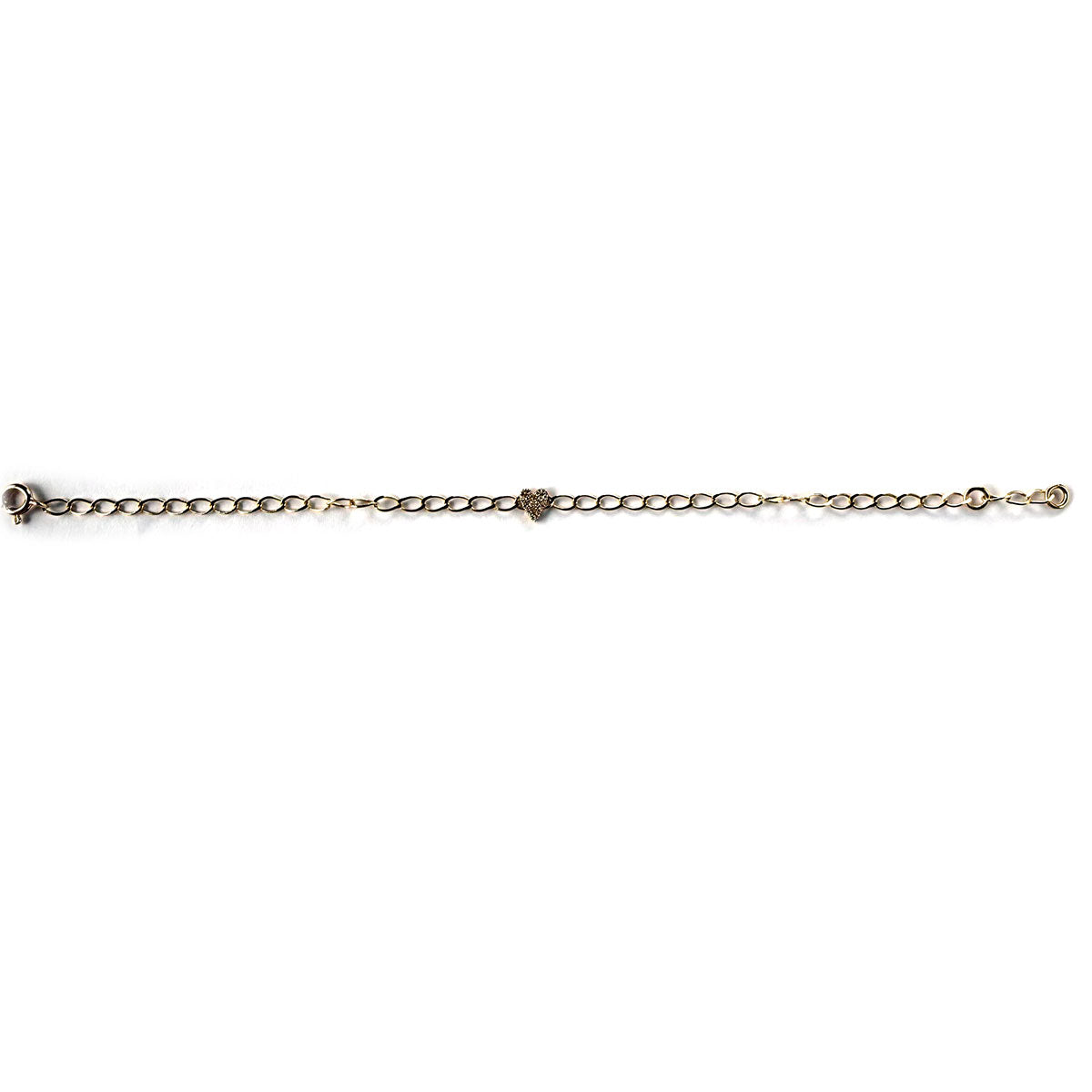Pulsera de cadena en oro amarillo 10K con corazón de diamantes 0.05ctw