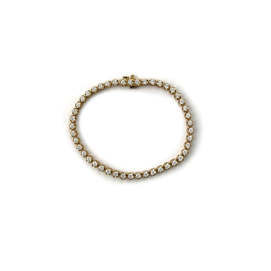 Pulsera tenis en oro amarillo de 14K con diamantes de laboratorio 3.20ctw
