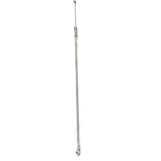 Collar de plata con baño de platino y dije de tres circonitas redondas