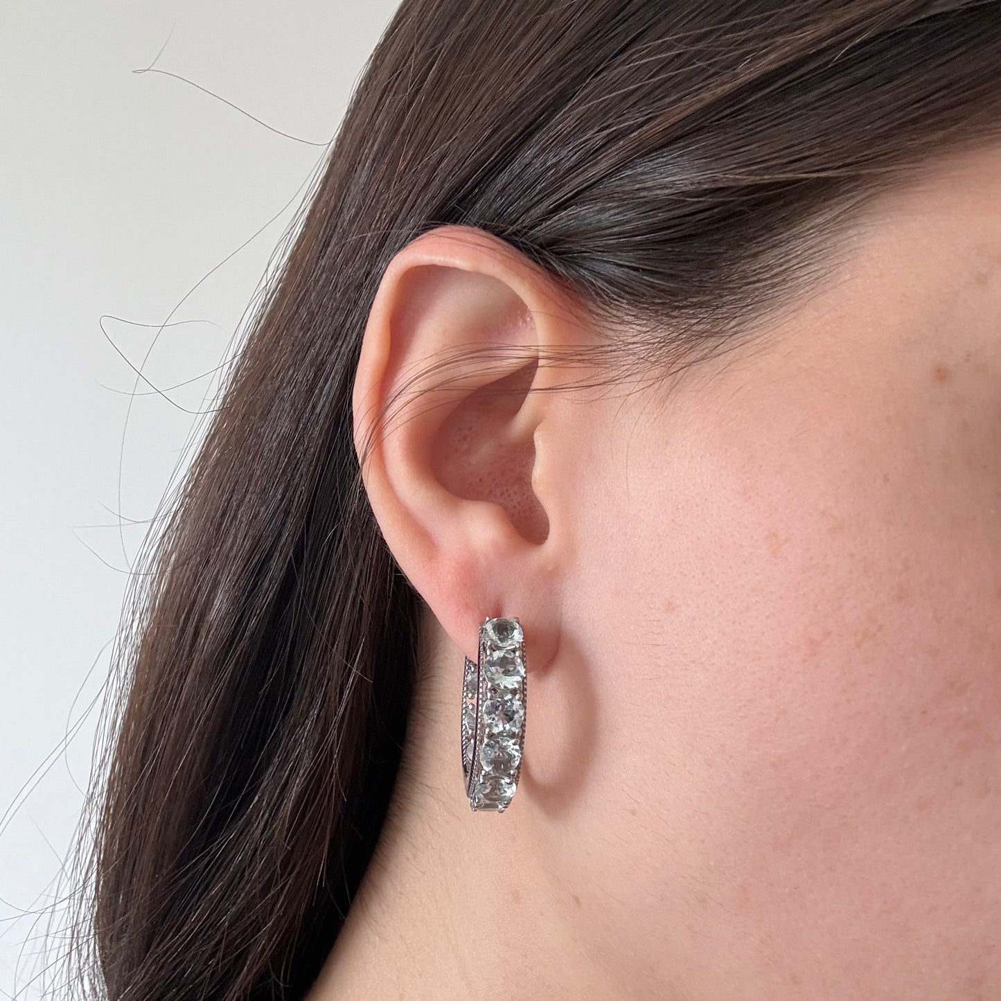 Argollas de plata con aquamarinas redondas