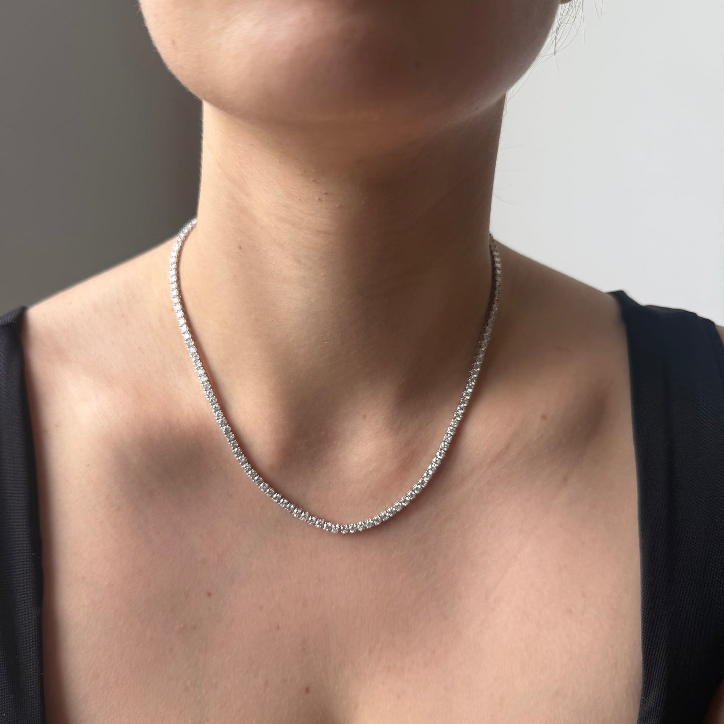 Collar tenis de plata con diamantes de laboratorio 10ctw