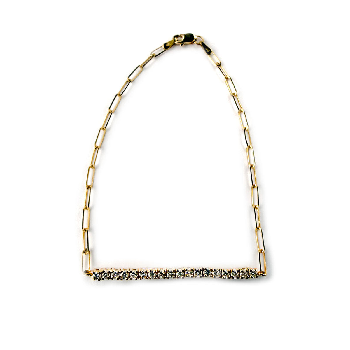 Pulsera de oro amarillo 14k  paperclip con diamantes 0.75ctw