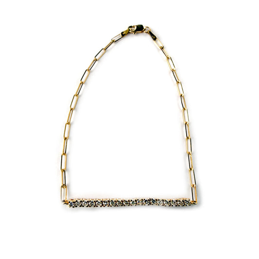 Pulsera de oro amarillo 14k  paperclip con diamantes 0.60ctw