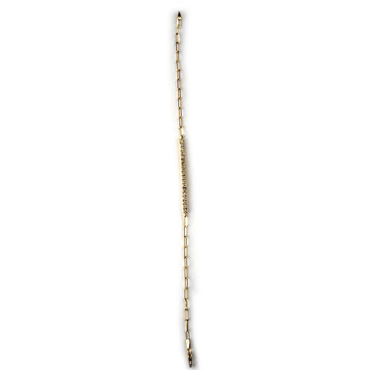 Pulsera de oro amarillo 14k  paperclip con diamantes 0.60ctw