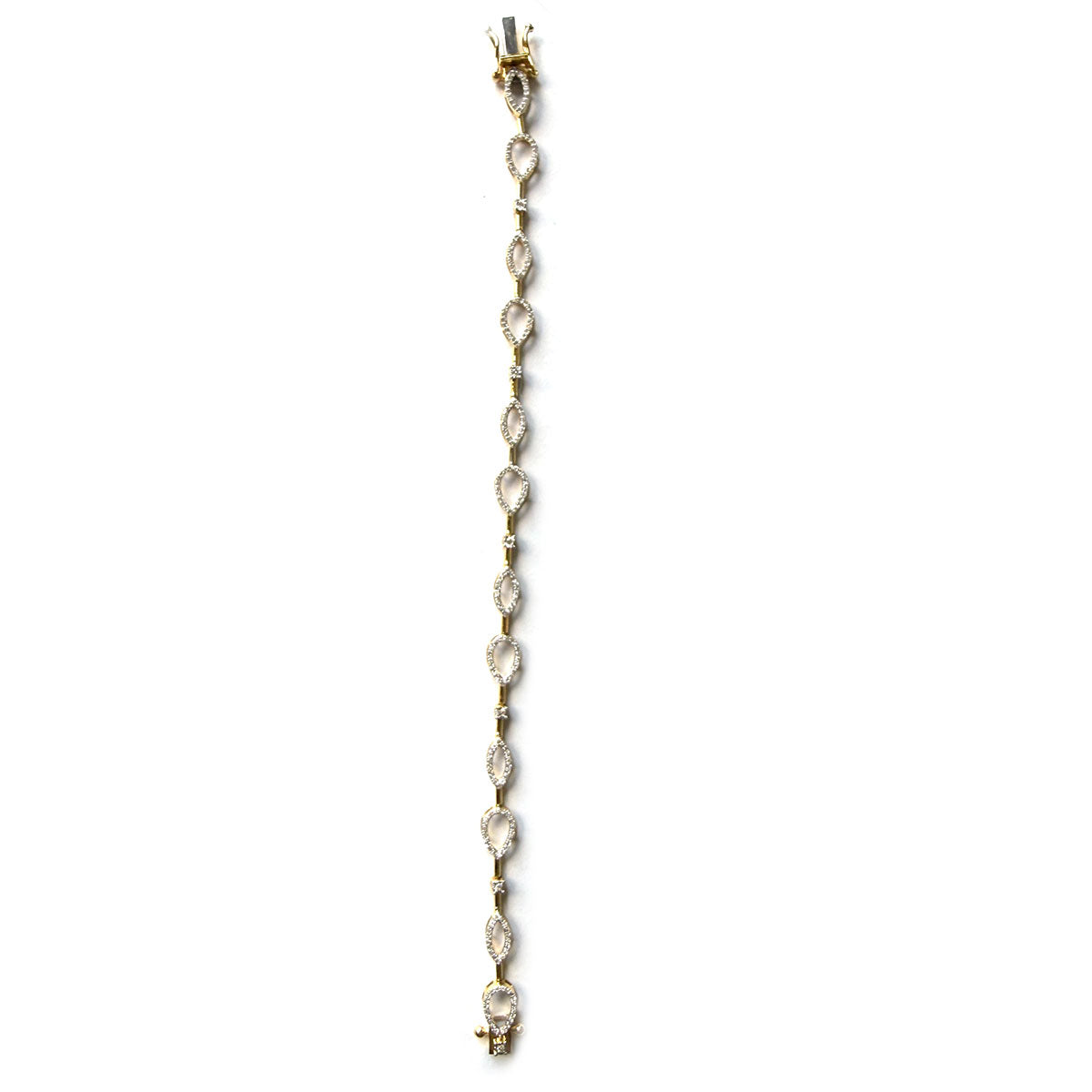 Pulsera en oro amarillo 14k de gotas y marquesas con diamantes 0.70ctw