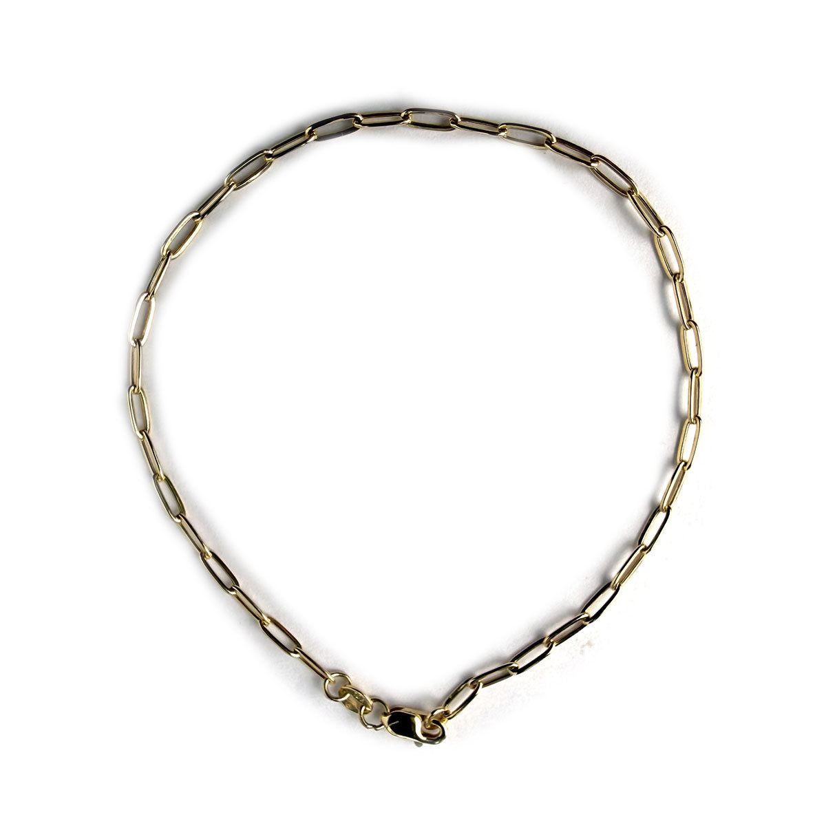 Pulsera paper clip de oro amarillo 10K 18 cms