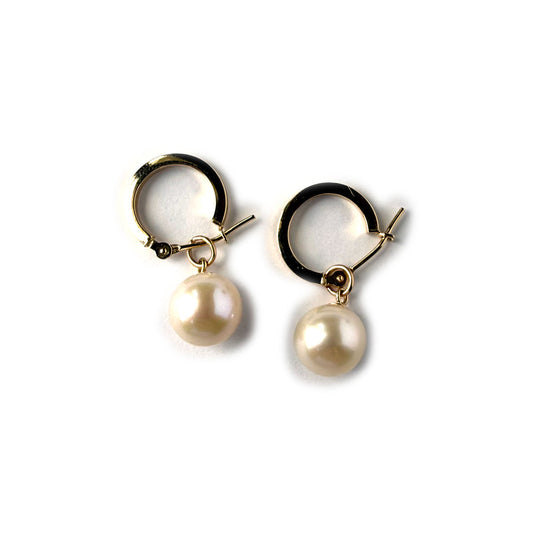 Argollas en oro amarillo 14K con colgante de perla removible