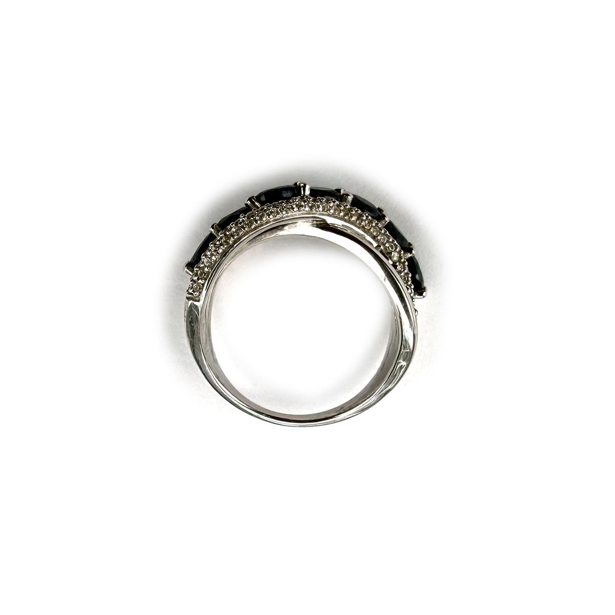 Anillo de plata con aquamarinas y circones blancos