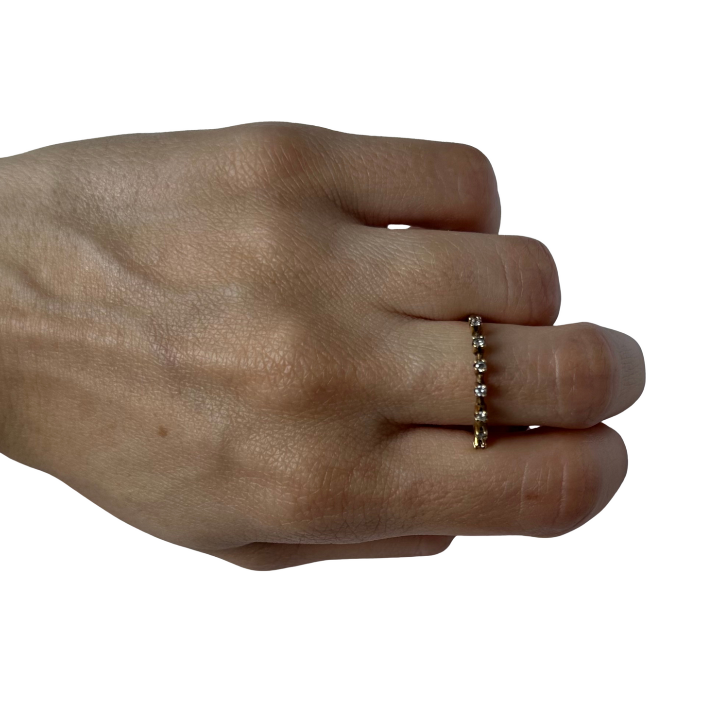Anillo oro amarillo 14KY con diamantes