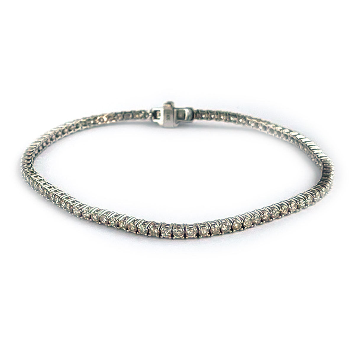 Pulsera tennis de oro blanco 14K con diamantes 2.40ctw