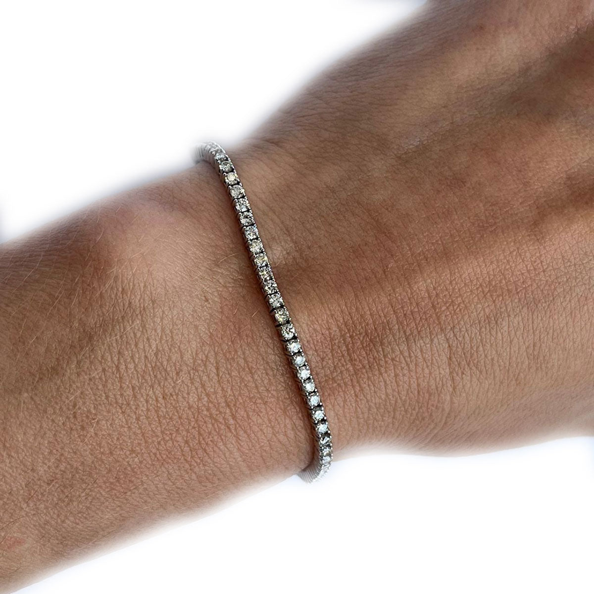 Pulsera tennis de oro blanco 14K con diamantes 2.40ctw