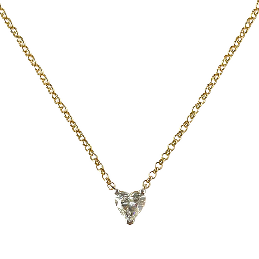 Collar con diamante corazón de laboratorio 1ct en oro amarillo de 14K