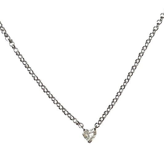 Collar con diamante corazón de laboratorio 0.25ct en oro blanco de 14K