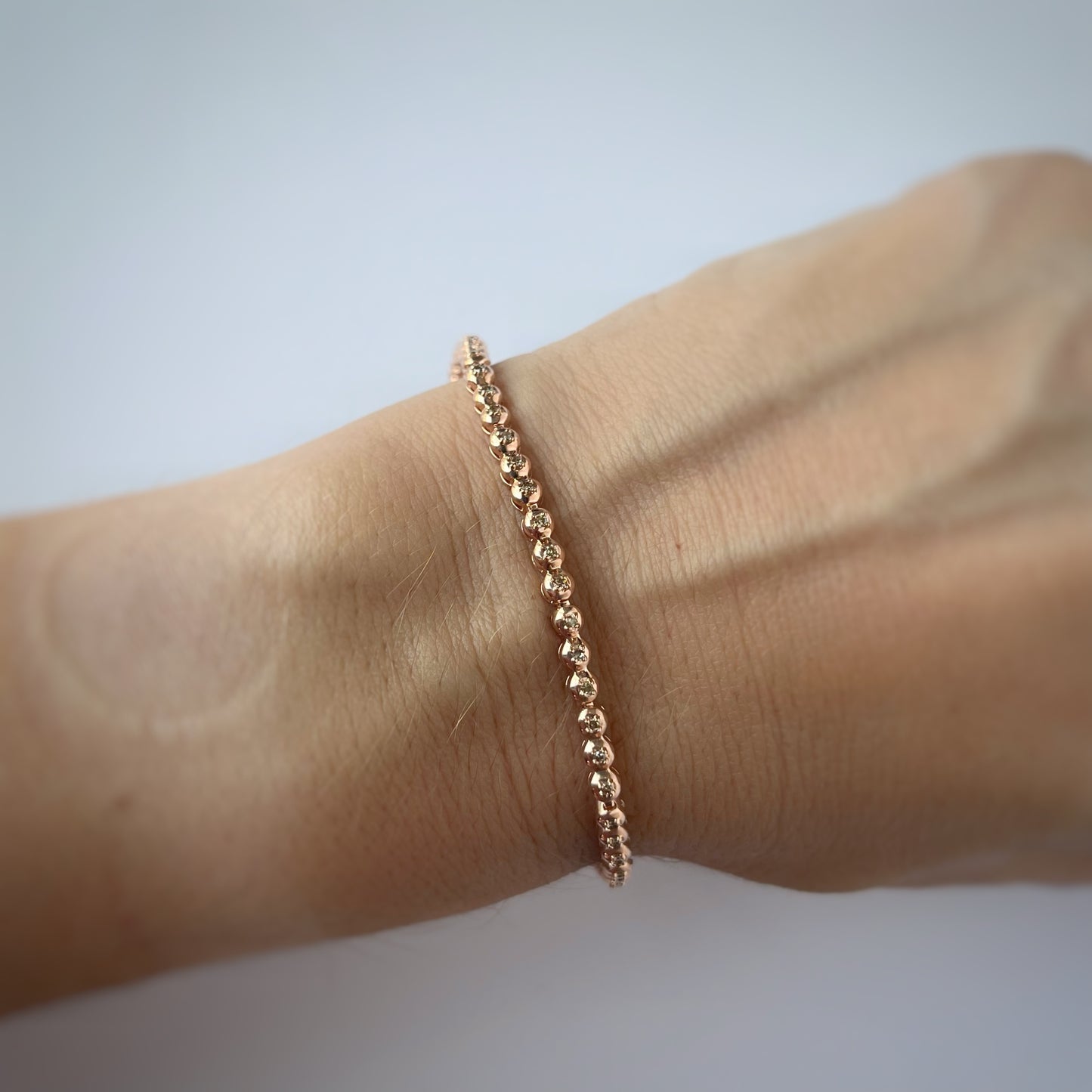 Pulsera de plata con baño de oro rosa y diamantes champagne 0.40ctw