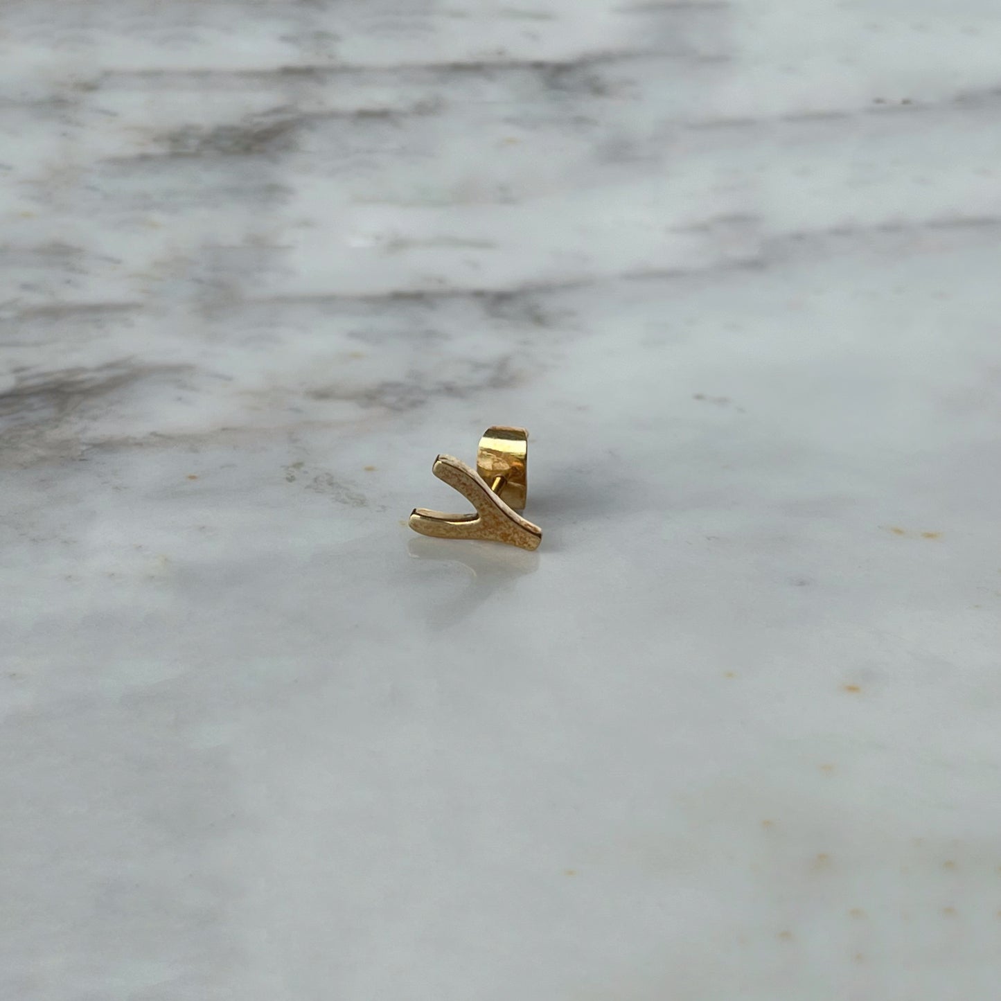 Arete Single en Oro Amarillo 18k de Hueso de la Suerte