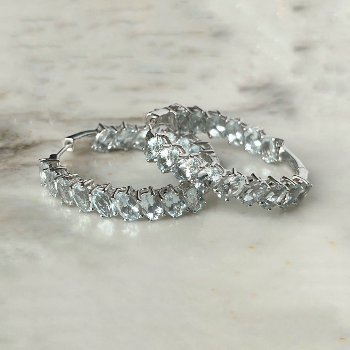 Argollas de plata con aquamarinas