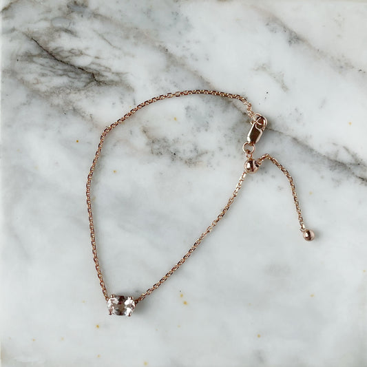 Pulsera en oro rosa 10k con morganita