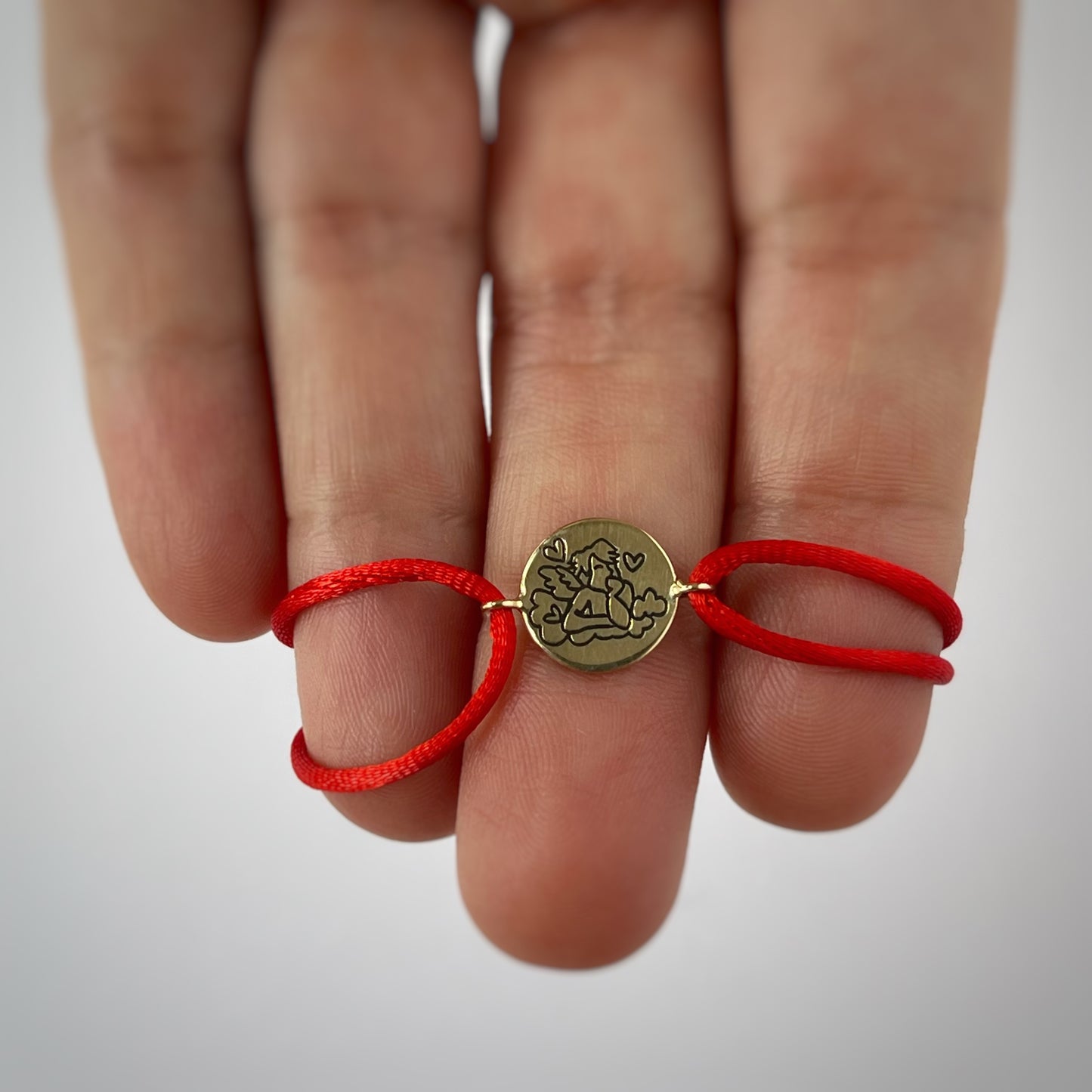 Pulsera de cordón con medalla del ángel de la guarda en oro 14k